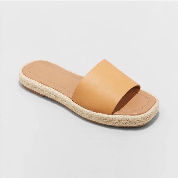 Universal Thread Shoes Slide Sandals Maren Square Toe Espadrille - Picture 1 of 3